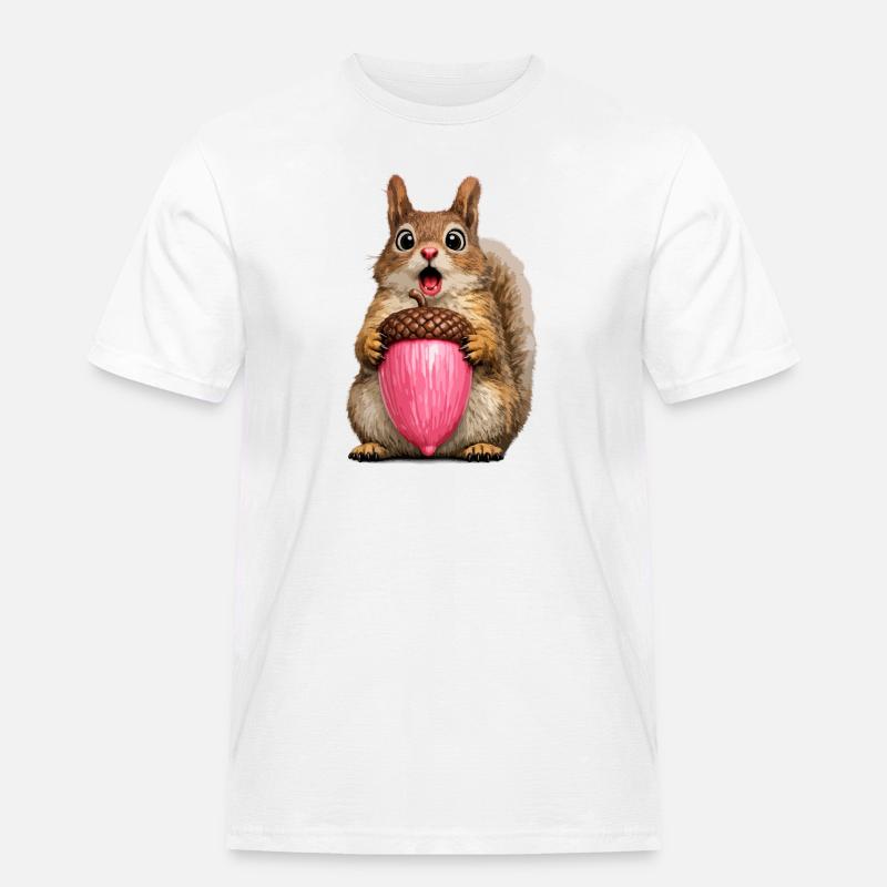 Eichhörnchen mit rosa Eichel - Männer Workwear T-Shirt - Weiß