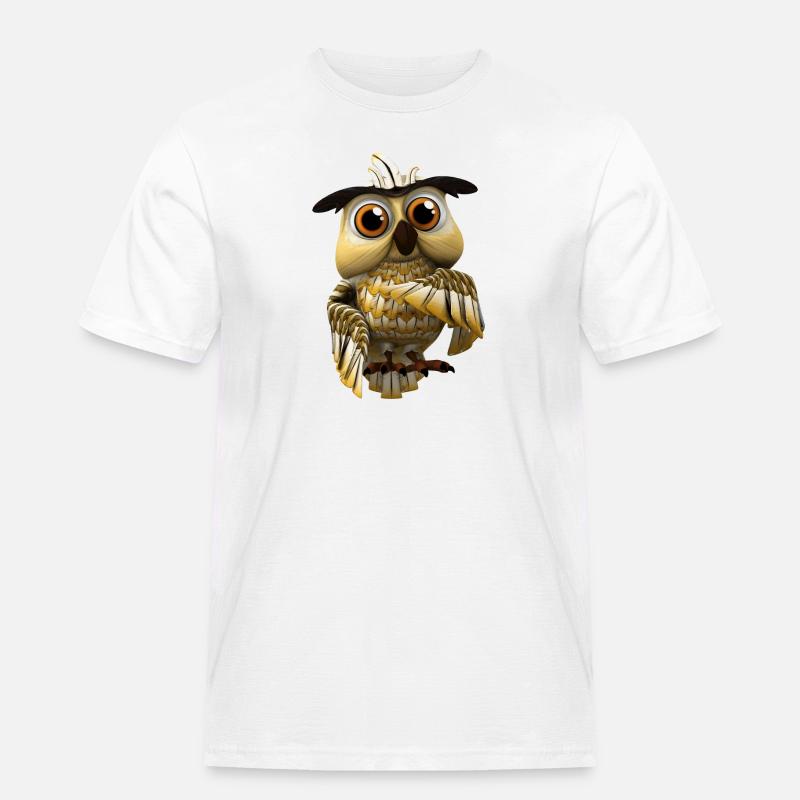 Farmerama Eule - Männer Workwear T-Shirt - Weiß