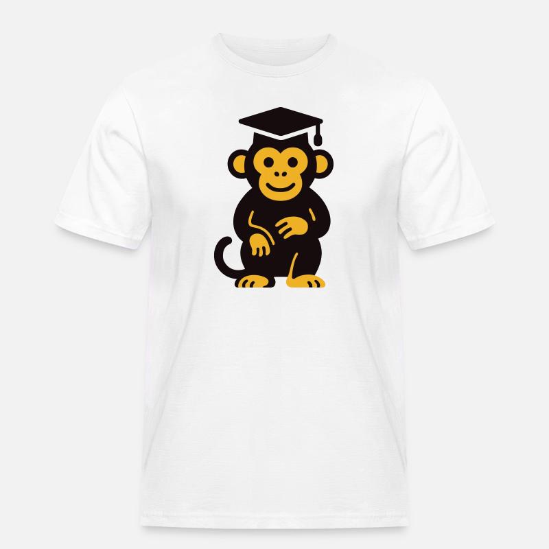 Graduation Monkey Icon Tee - Männer Workwear T-Shirt - Weiß