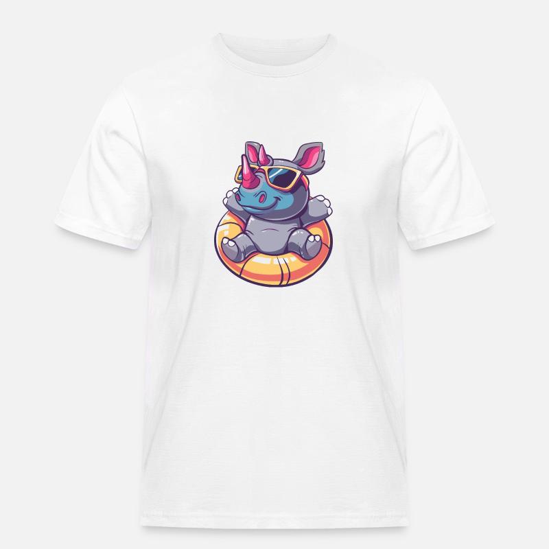 Nashorn Comic Cool - Männer Workwear T-Shirt - Weiß