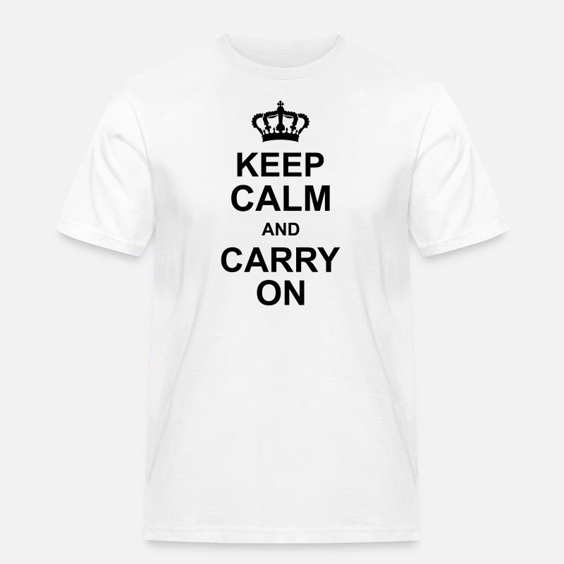 keep calm and carry on - Männer Workwear T-Shirt - Weiß