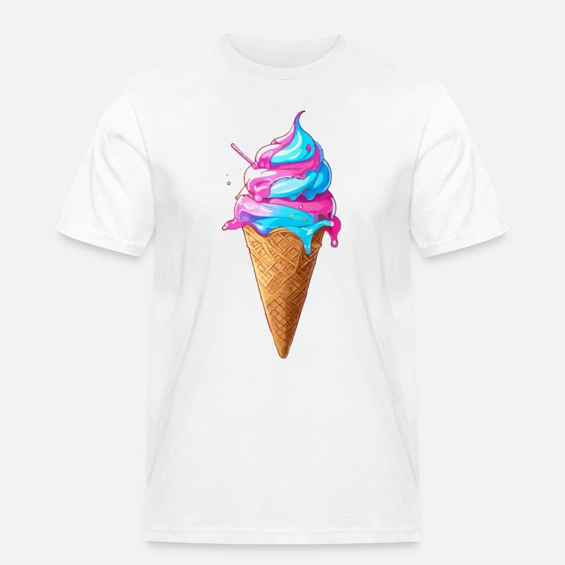 Lecker Eiscreme | Synthwave Eistüte - Männer Workwear T-Shirt - Weiß