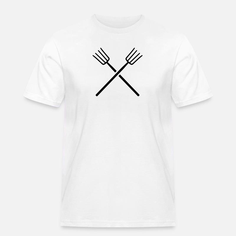 Mistgabel - Männer Workwear T-Shirt - Weiß