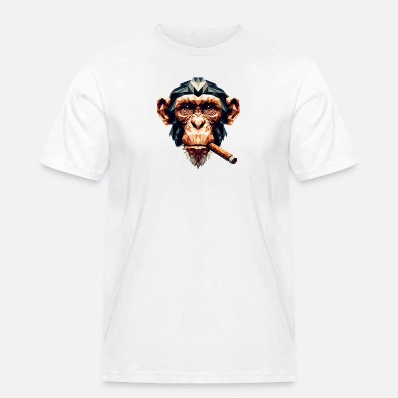 Ein Affe mit Zigarre im Polygon-Stil - Männer Workwear T-Shirt - Weiß