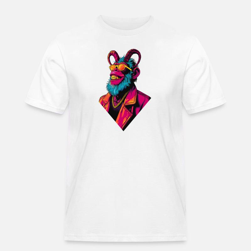 Devil Monkey - Männer Workwear T-Shirt - Weiß