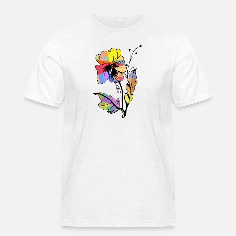 Blume - Männer Workwear T-Shirt - Weiß