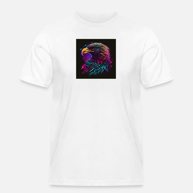 Adler mit Neonfarben, Synthwave / 80er Jahre - Männer Workwear T-Shirt - Weiß