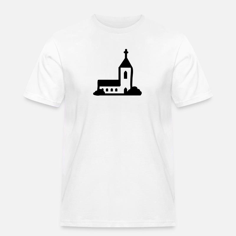 Kirche - line - Männer Workwear T-Shirt - Weiß