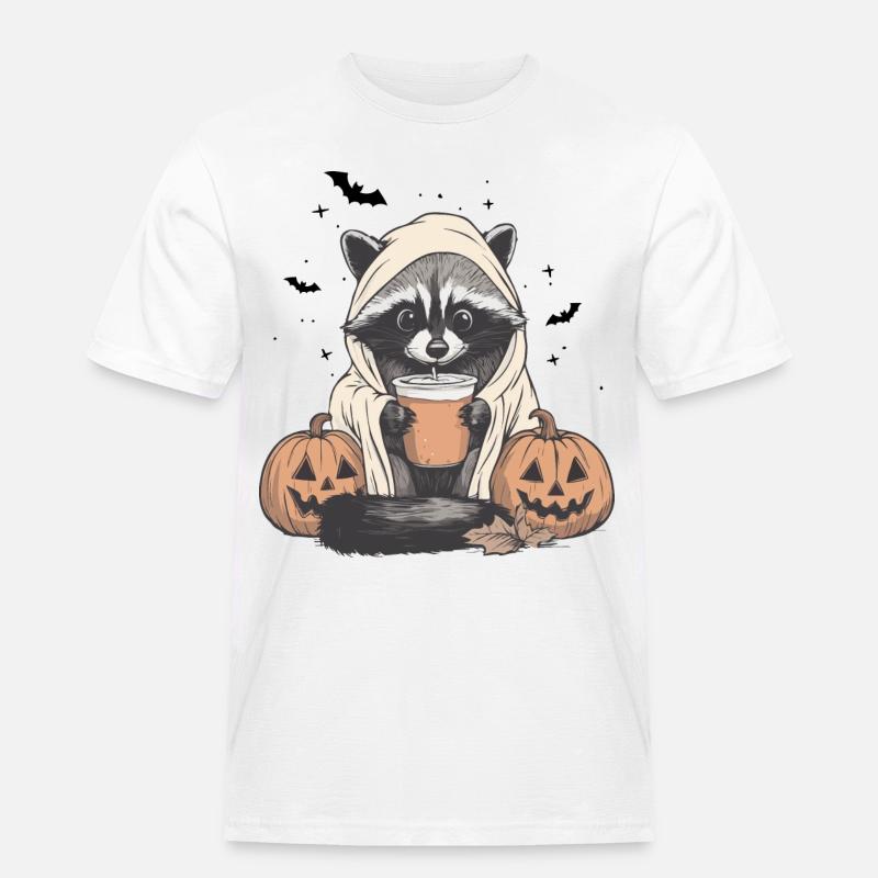 Halloween Pullover, Waschbär Halloween, Geschenk - Männer Workwear T-Shirt - Weiß