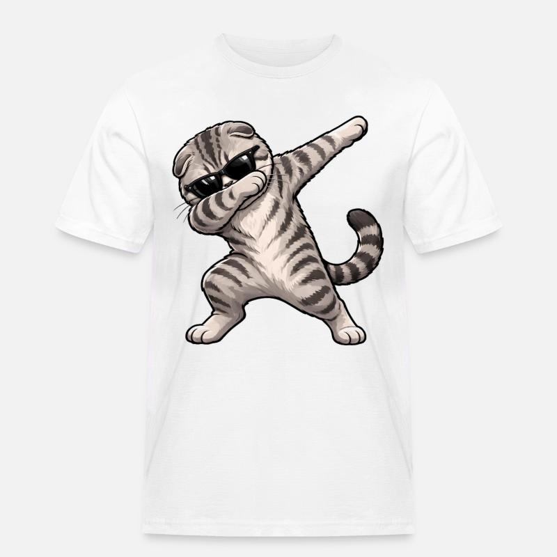 Dabbing Scottish Fold - Männer Workwear T-Shirt - Weiß