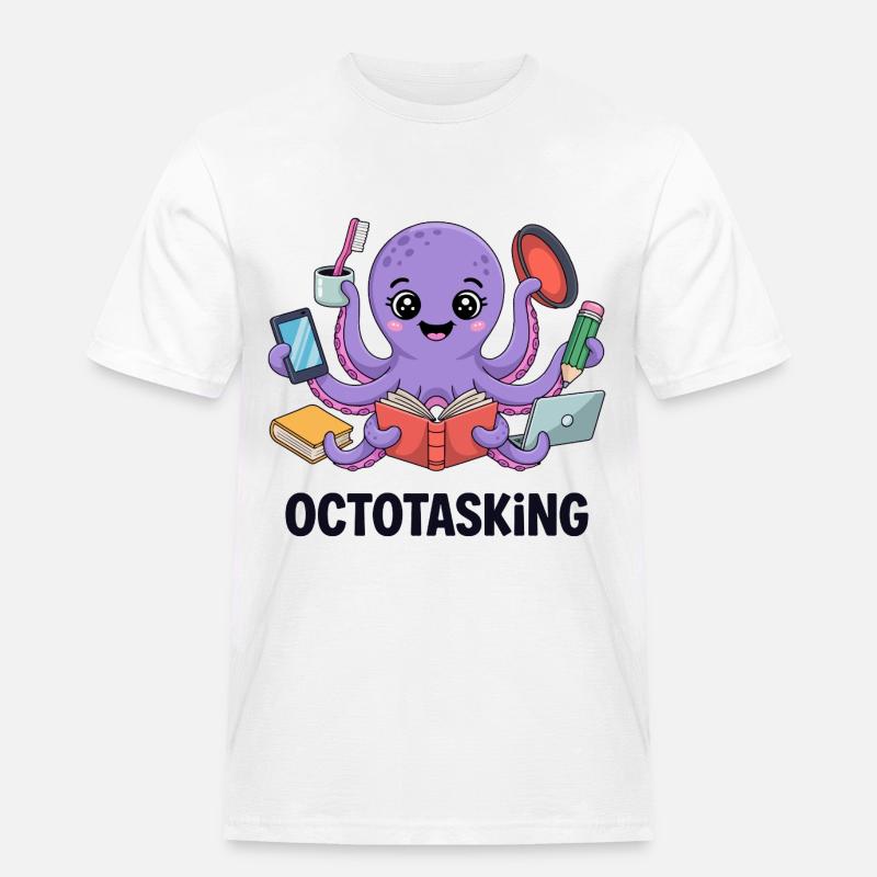 Octotasking Creature in Multitask Mode - Men's Workwear T-Shirt - white