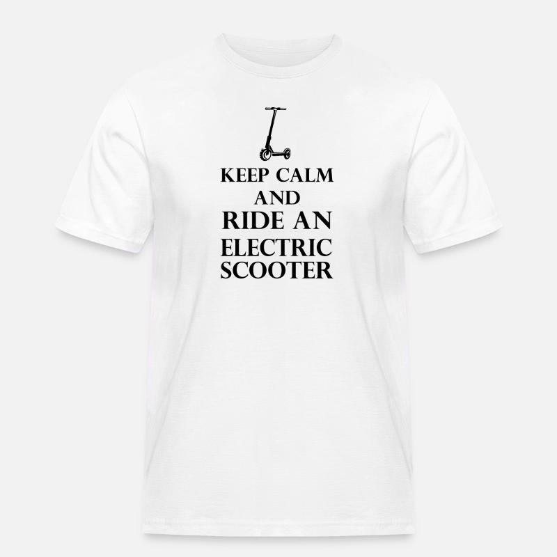 E-Scooter E-Roller Scooter - Männer Workwear T-Shirt - Weiß