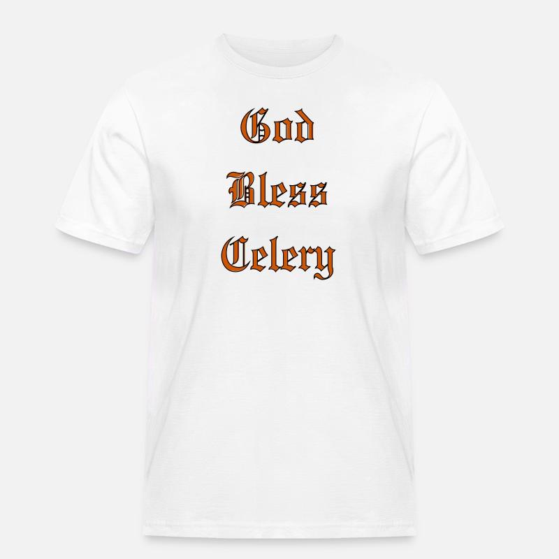 GodBlessCelery - Männer Workwear T-Shirt - Weiß