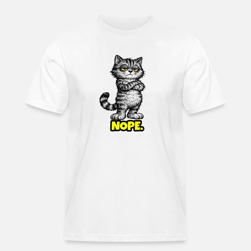 Nope. – Grumpy Katze (Chef Vibes) - Männer Workwear T-Shirt - Weiß