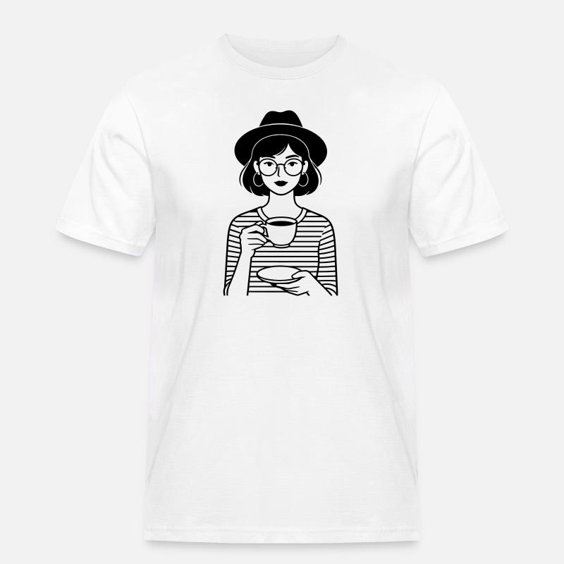 Kaffee-Hip-Mädchen - Männer Workwear T-Shirt - Weiß