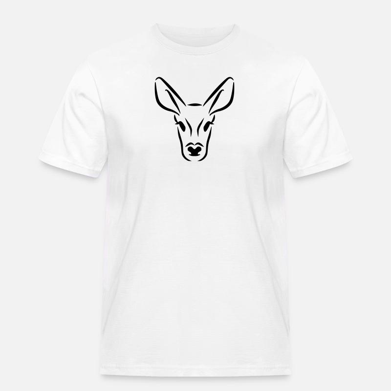Reh - Männer Workwear T-Shirt - Weiß