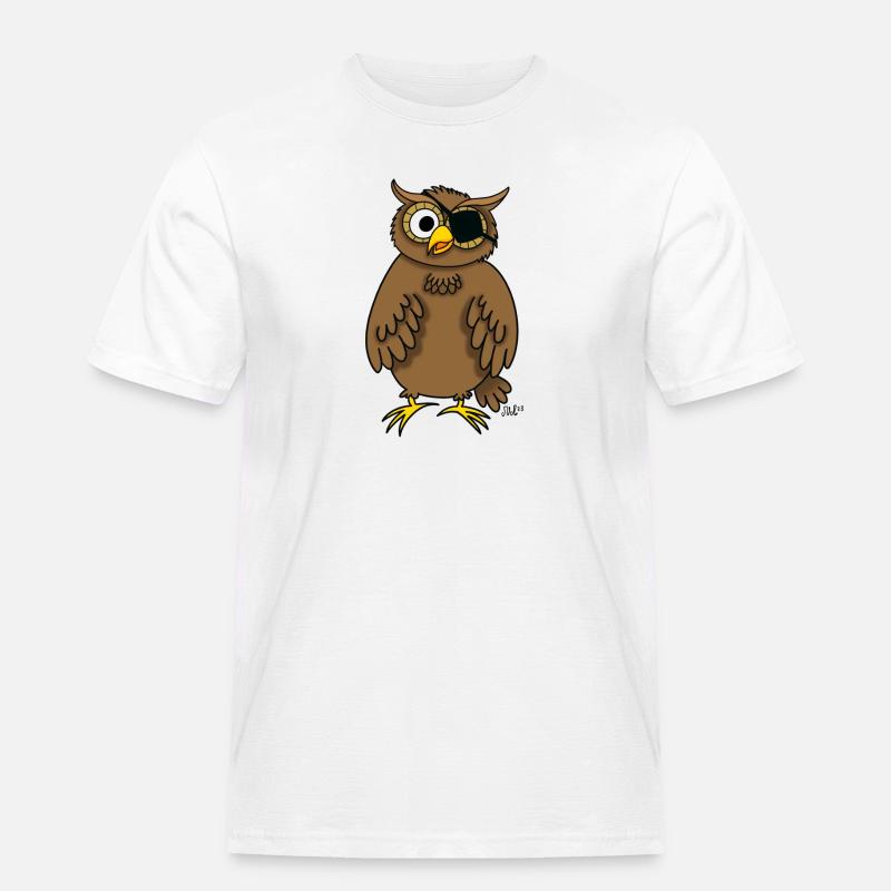 Pirateneule (Eule mit Augenklappe) - Männer Workwear T-Shirt - Weiß