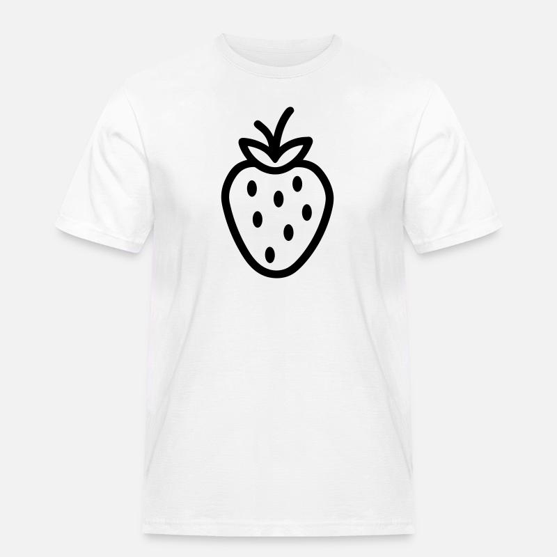 Erdbeere - Männer Workwear T-Shirt - Weiß