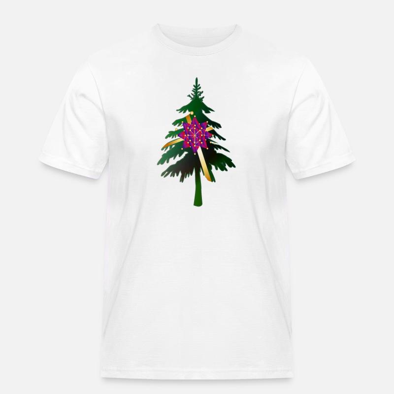 Christbaum oder Weihnachtsbaum & Geschenkschleife - Männer Workwear T-Shirt - Weiß