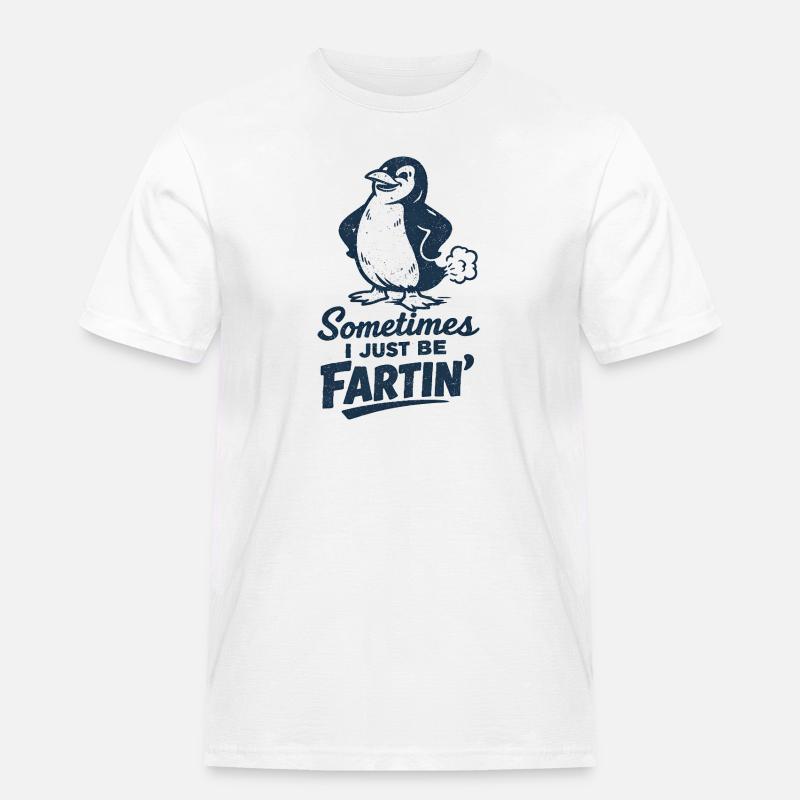 Nogle gange prutter jeg bare – pruttende pingvin - Herre Workwear T-Shirt - hvid