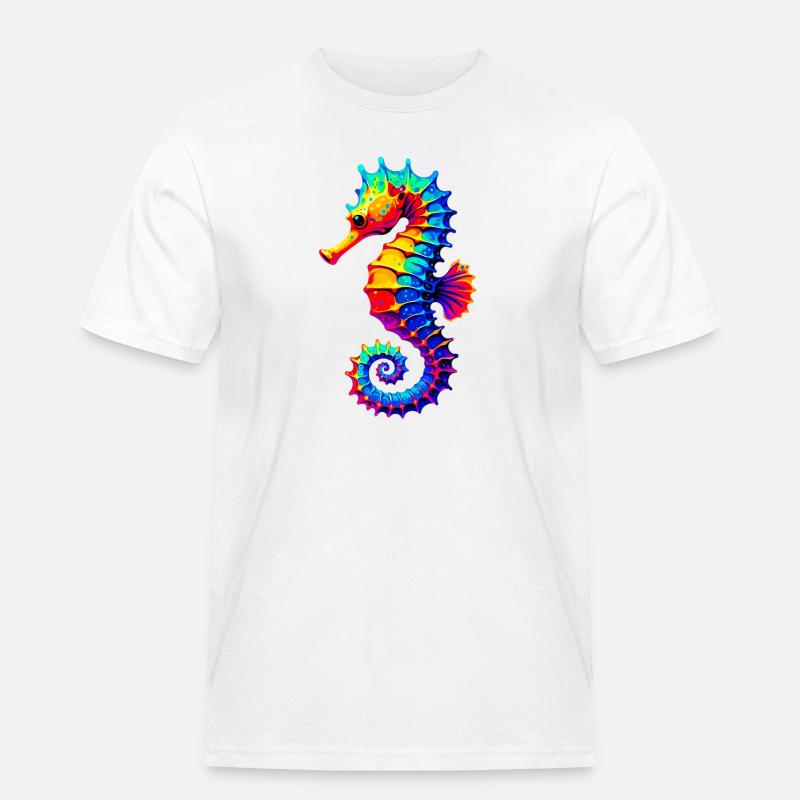 Seepferdchen - Männer Workwear T-Shirt - Weiß