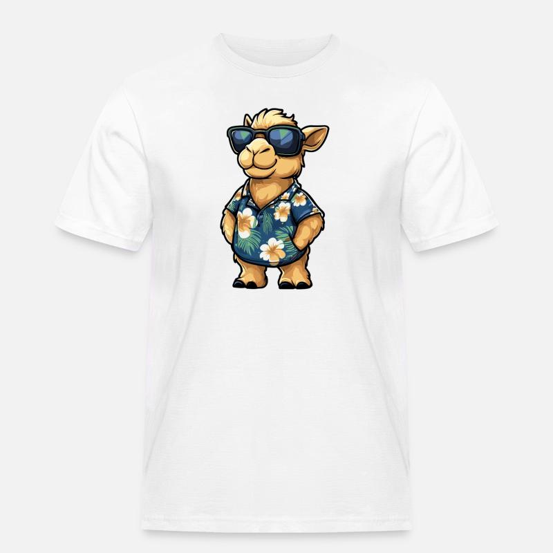 Kamel Comic Urlaub - Männer Workwear T-Shirt - Weiß