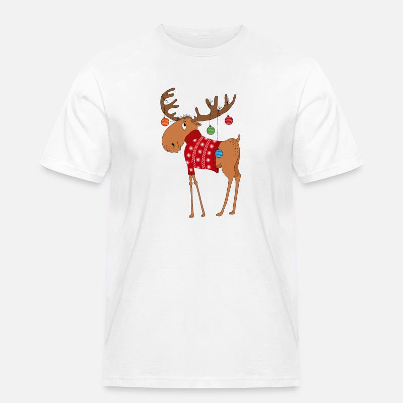 Elch im Pullover - Männer Workwear T-Shirt - Weiß