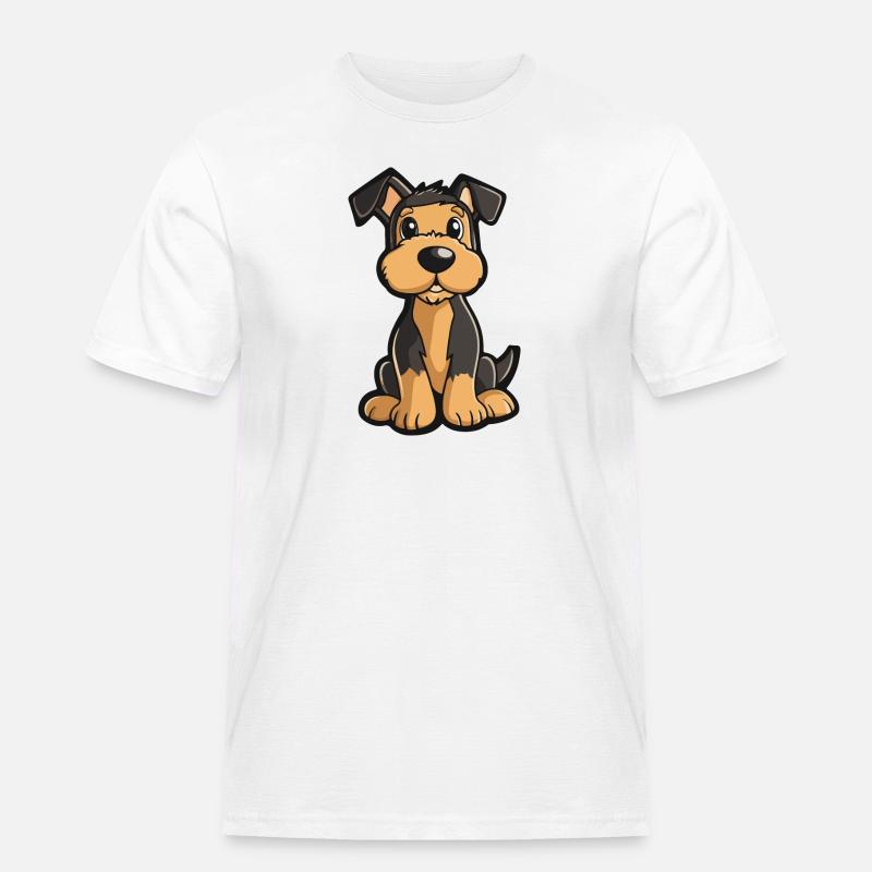 Airedale Terrier Hund Comic Niedlich - Männer Workwear T-Shirt - Weiß