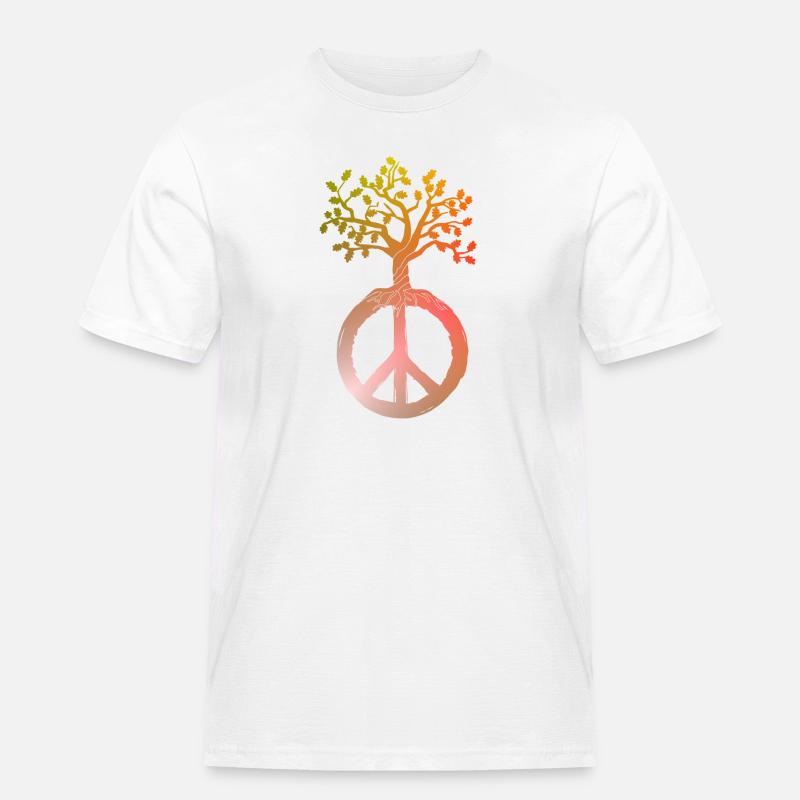 Friedensbaum Peace - Männer Workwear T-Shirt - Weiß