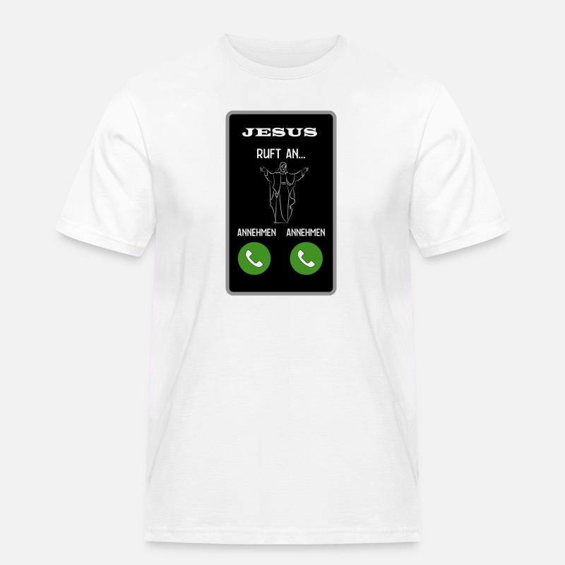 Jesus ruft an - Männer Workwear T-Shirt - Weiß