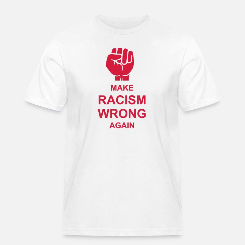 make racism wrong again - Männer Workwear T-Shirt - Weiß