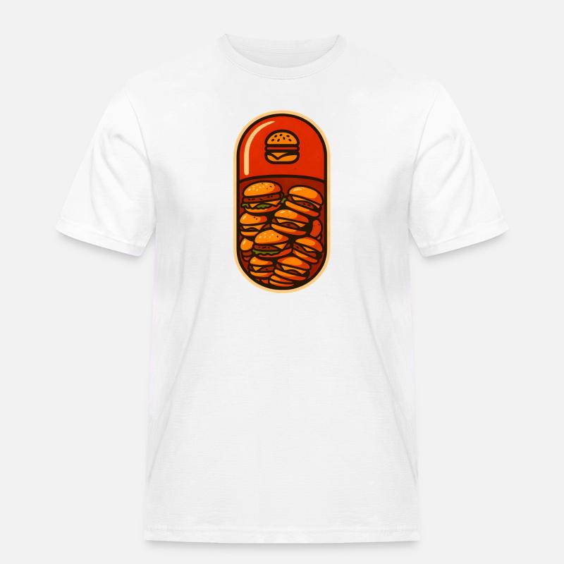 Lustiges Hamburger Stack Lover Design - Männer Workwear T-Shirt - Weiß