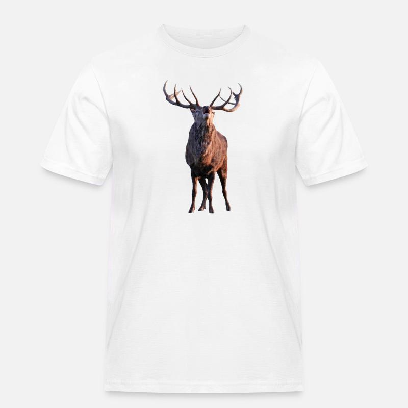 Röhrender Hirsch - Männer Workwear T-Shirt - Weiß