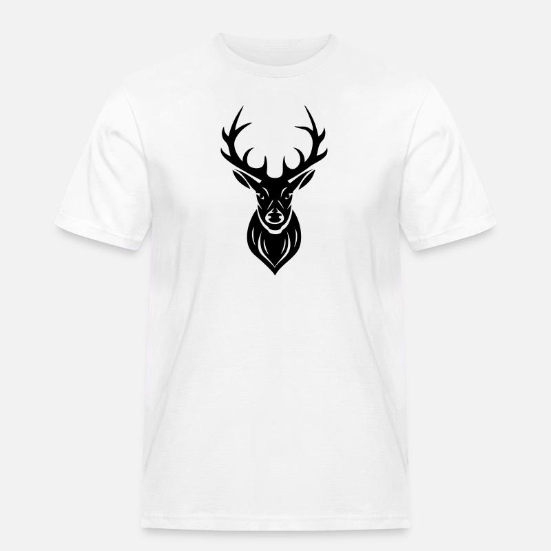 Hirsch Geweih - Männer Workwear T-Shirt - Weiß
