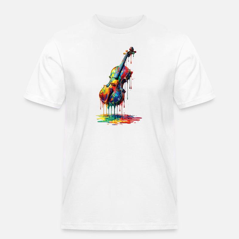Geige mit tropfender Farbe - Männer Workwear T-Shirt - Weiß