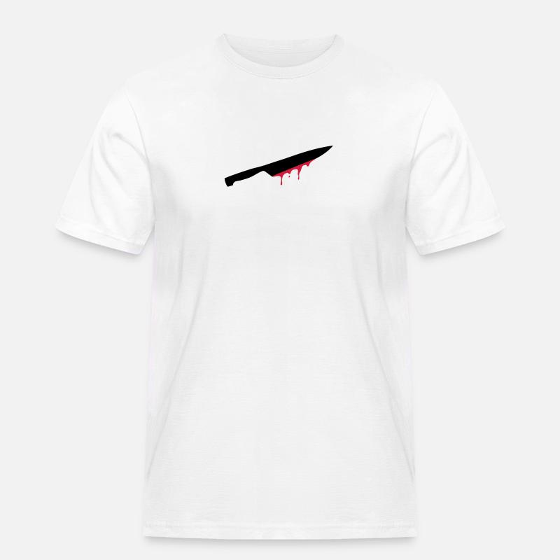 messer, klinge, blut, - Männer Workwear T-Shirt - Weiß