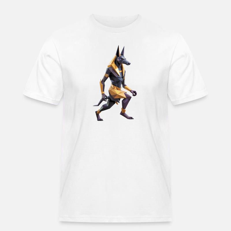 Anubis - Cooles Low Poly Logo - Männer Workwear T-Shirt - Weiß