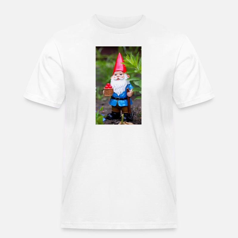Gartengnom mit Korb - Männer Workwear T-Shirt - Weiß