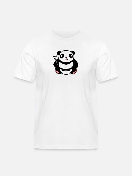 Baby Panda na jedzenia ryżu pałeczkami - Męska koszulka robocza - biały