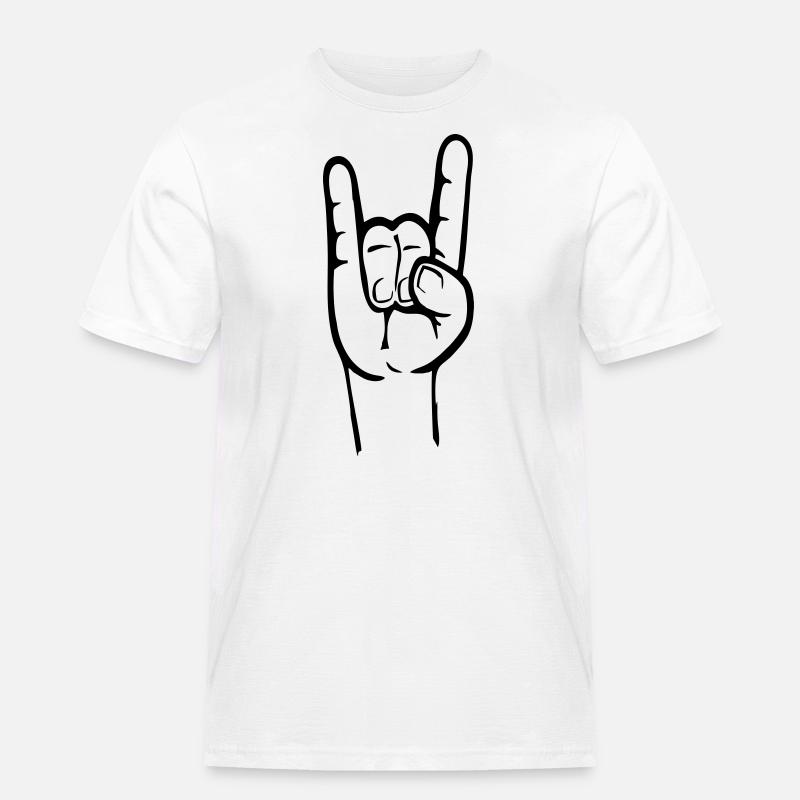 de Mano cornuta - Männer Workwear T-Shirt - Weiß