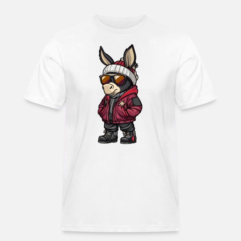 Esel Cool Comic - Männer Workwear T-Shirt - Weiß