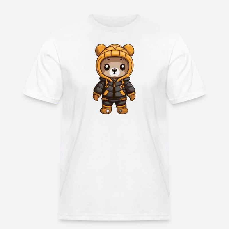 Bär Winter Comic - Männer Workwear T-Shirt - Weiß