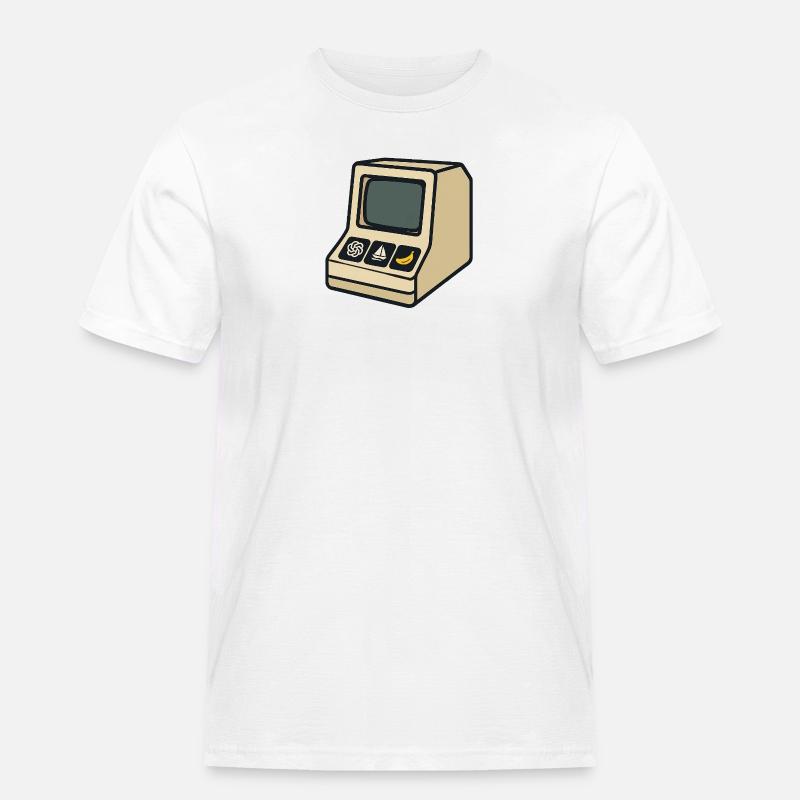 Retro-KI-Computer mit ikonischen Symbolen - Männer Workwear T-Shirt - Weiß