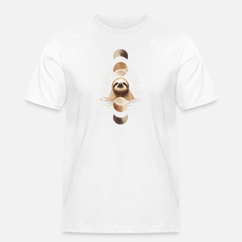Faultier mit Mondphasen Boho Design - Männer Workwear T-Shirt - Weiß