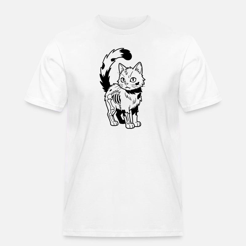 Zombie-Katze - Männer Workwear T-Shirt - Weiß