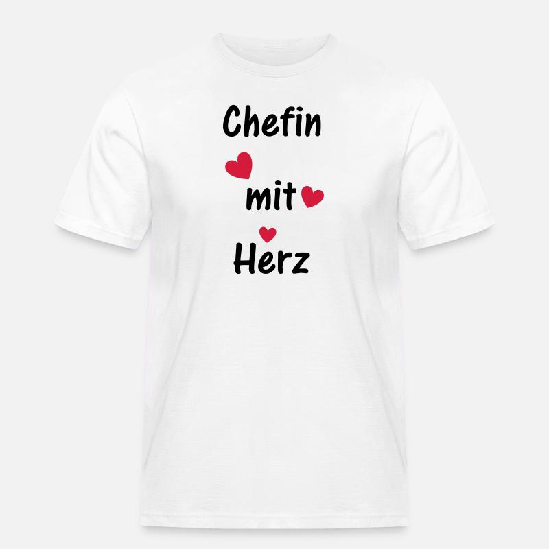 Chefin mit Herz - Männer Workwear T-Shirt - Weiß
