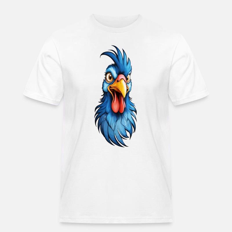 Ein blau-gefiederter Hahn - Männer Workwear T-Shirt - Weiß