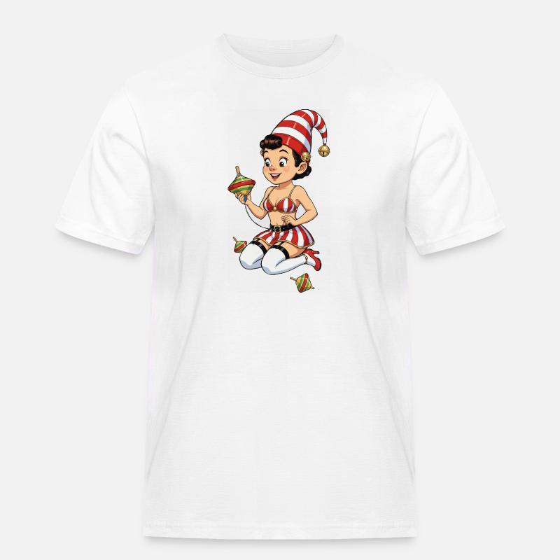 Leprechaun-Mädchen mit Kreisel - Männer Workwear T-Shirt - Weiß