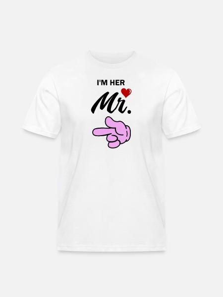 im her mr - Männer Workwear T-Shirt - Weiß