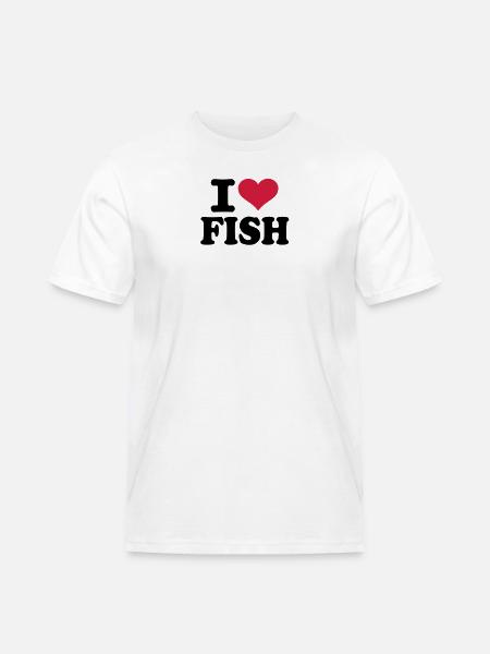 I love Fish - Männer Workwear T-Shirt - Weiß